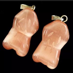 Carved Light Orange Cat Eye Gem Frog Pendant